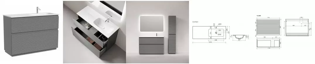 Тумба с раковиной «Sancos» Folk Floor 120 (Grace CN7021 121/46) ergraut soft правая