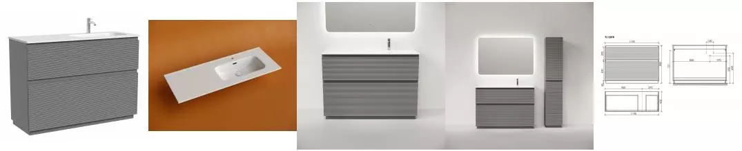 Тумба с раковиной «Sancos» Folk Floor 120 (Element CN7006R 121/47) ergraut soft правая