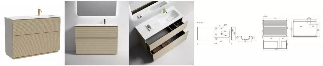 Тумба с раковиной «Sancos» Folk Floor 120 (Grace CN7021 121/46) капучино правая