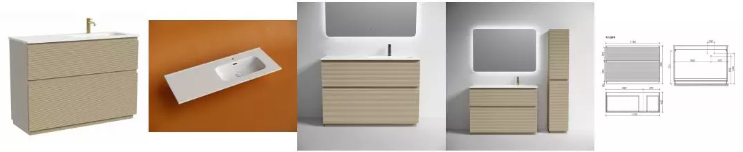 Тумба с раковиной «Sancos» Folk Floor 120 (Element CN7006R 121/47) капучино правая