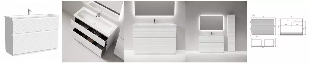 Тумба с раковиной «Sancos» Folk Floor 120 (Element 121/45) белая матовая