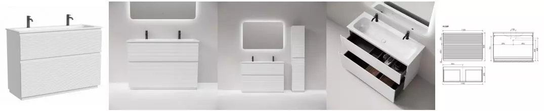 Тумба с раковиной «Sancos» Folk Floor 120 (Element 121/46-2) белая матовая