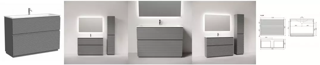 Тумба с раковиной «Sancos» Folk Floor 120 (Element 121/45) ergraut soft