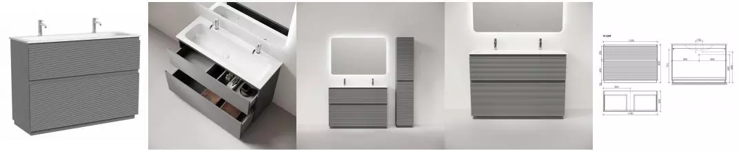 Тумба с раковиной «Sancos» Folk Floor 120 (Element 121/46-2) ergraut soft