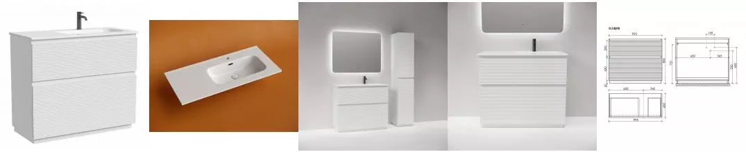 Тумба с раковиной «Sancos» Folk Floor 100 (Element CN7003R 101/47) белая матовая правая