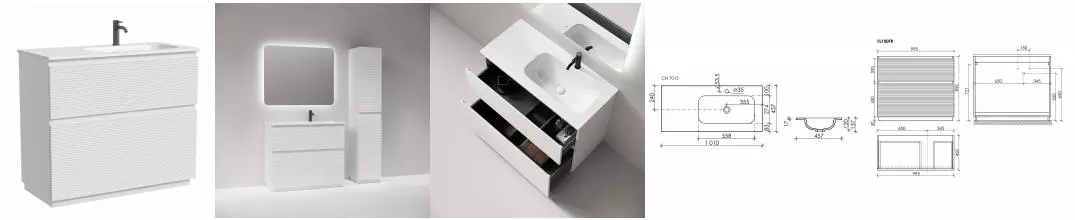 Тумба с раковиной «Sancos» Folk Floor 100 (Element 101/46) белая матовая правая