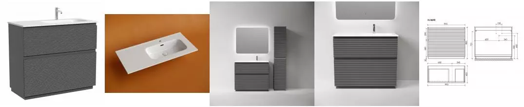 Тумба с раковиной «Sancos» Folk Floor 100 (Element CN7003R 101/47) grey soft правая