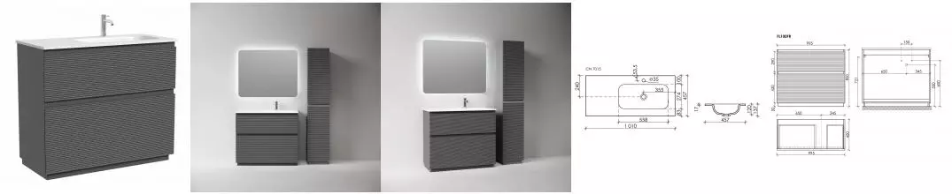 Тумба с раковиной «Sancos» Folk Floor 100 (Element 101/46) grey soft правая