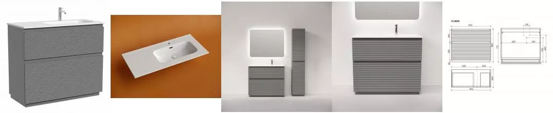 Тумба с раковиной «Sancos» Folk Floor 100 (Element CN7003R 101/47) ergraut soft правая