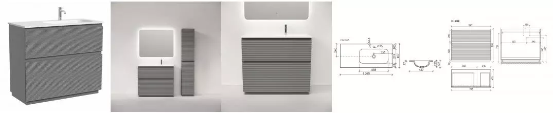 Тумба с раковиной «Sancos» Folk Floor 100 (Element 101/46) ergraut soft правая