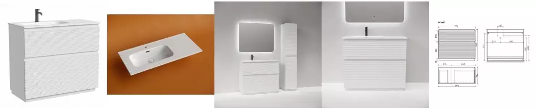 Тумба с раковиной «Sancos» Folk Floor 100 (Element CN7003L 101/47) белая матовая левая