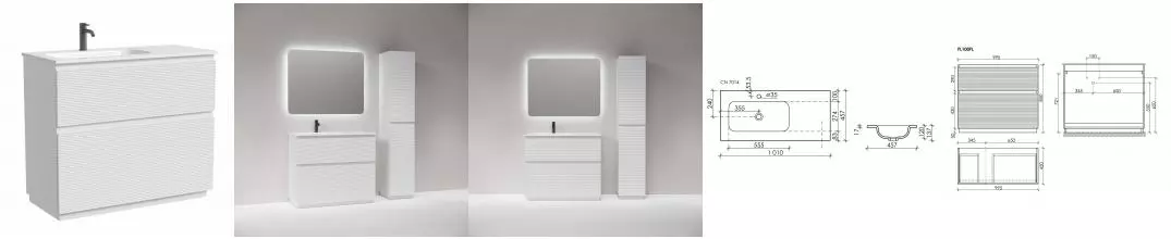 Тумба с раковиной «Sancos» Folk Floor 100 (Element 101/46) белая матовая левая