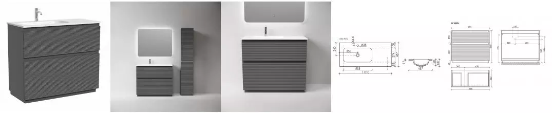 Тумба с раковиной «Sancos» Folk Floor 100 (Element 101/46) grey soft левая