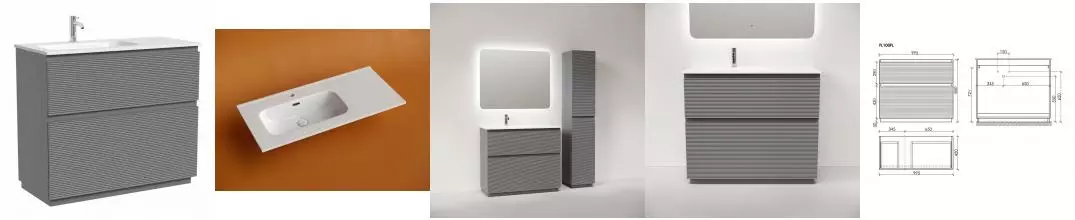 Тумба с раковиной «Sancos» Folk Floor 100 (Element CN7003L 101/47) ergraut soft левая