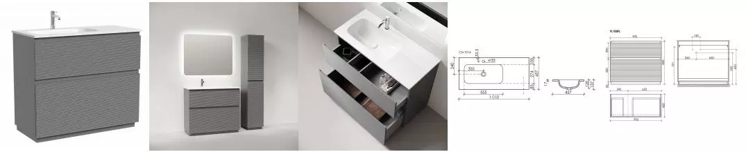 Тумба с раковиной «Sancos» Folk Floor 100 (Element 101/46) ergraut soft левая