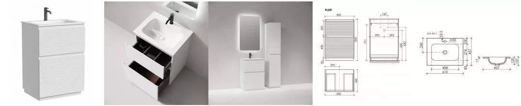 Тумба с раковиной «Sancos» Folk Floor 60 (Element 61/45) белая матовая