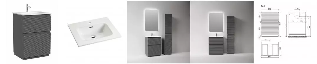 Тумба с раковиной «Sancos» Folk Floor 60 (Element 61/46) grey soft