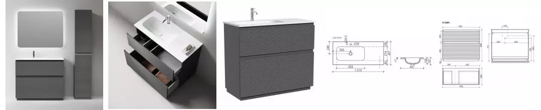 Мебель для ванной «Sancos» Folk Floor 100 grey soft левая/правая