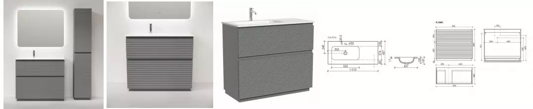 Мебель для ванной «Sancos» Folk Floor 100 ergraut soft левая/правая