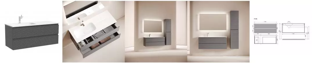 Тумба с раковиной «Sancos» Folk 120 (Grace CN7020 121/46) подвесная grey soft левая