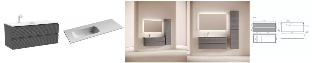 Тумба с раковиной «Sancos» Folk 120 (Element CN7006L 121/47) подвесная grey soft левая