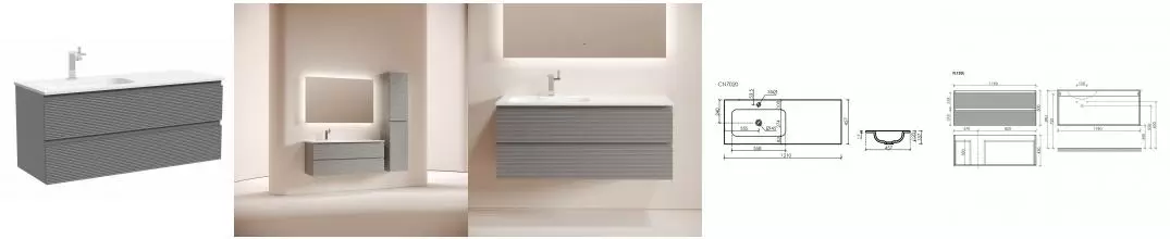 Тумба с раковиной «Sancos» Folk 120 (Grace CN7020 121/46) подвесная ergraut soft левая