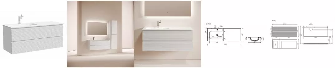 Тумба с раковиной «Sancos» Folk 120 (Grace CN7020 121/46) подвесная белая матовая левая