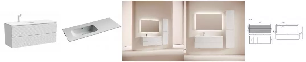 Тумба с раковиной «Sancos» Folk 120 (Element CN7006L 121/47) подвесная белая матовая левая