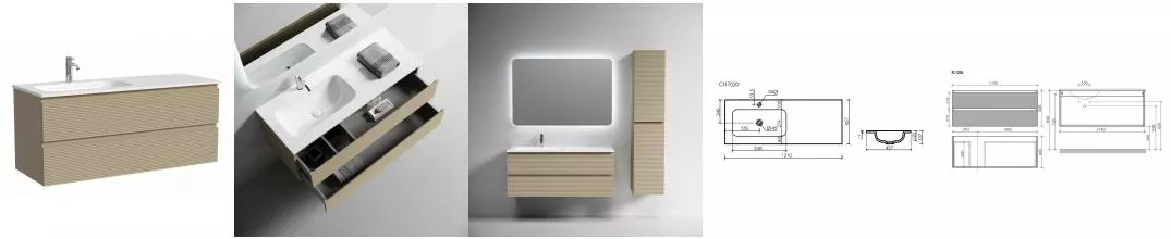 Тумба с раковиной «Sancos» Folk 120 (Grace CN7020 121/46) подвесная капучино левая