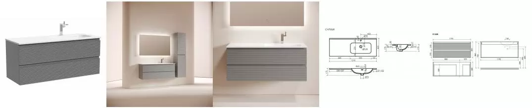 Тумба с раковиной «Sancos» Folk 120 (Element CN7006R 121/47) подвесная ergraut soft правая