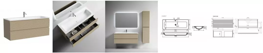 Тумба с раковиной «Sancos» Folk 120 (Element 121/45) подвесная капучино