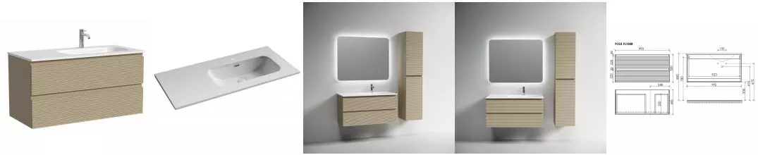 Тумба с раковиной «Sancos» Folk 100 (Element CN7003R 101/47) подвесная капучино правая