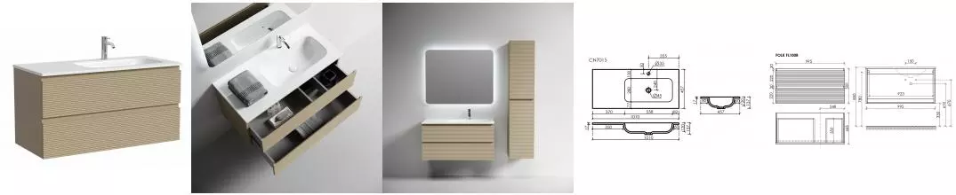 Тумба с раковиной «Sancos» Folk 100 (Element 101/46) подвесная капучино правая