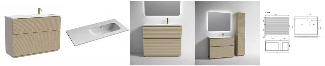 Тумба с раковиной «Sancos» Folk Floor 100 (Element CN7003R 101/47) капучино правая