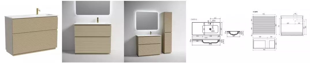 Тумба с раковиной «Sancos» Folk Floor 100 (Element 101/46) капучино правая