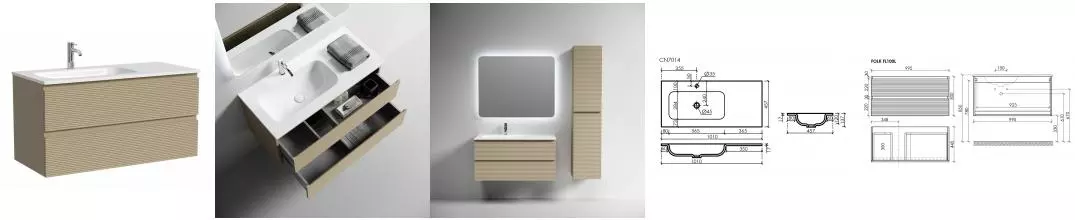 Тумба с раковиной «Sancos» Folk 100 (Element 101/46) подвесная капучино левая