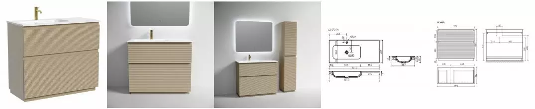 Тумба с раковиной «Sancos» Folk Floor 100 (Element 101/46) капучино левая