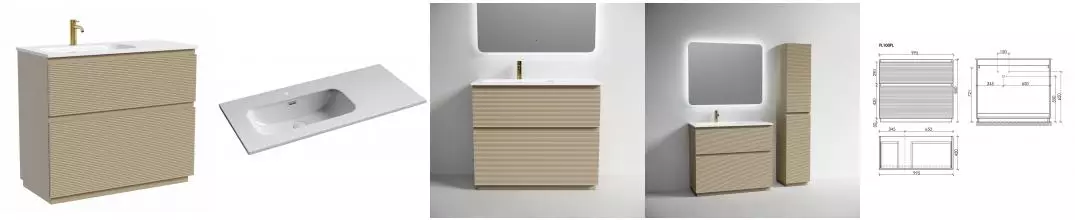 Тумба с раковиной «Sancos» Folk Floor 100 (Element CN7003L 101/47) капучино левая