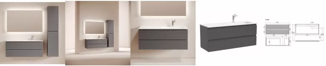 Мебель для ванной подвесная «Sancos» Folk 120 grey soft левая/правая