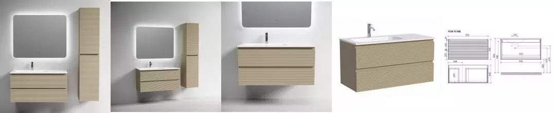 Мебель для ванной подвесная «Sancos» Folk 100 капучино левая/правая