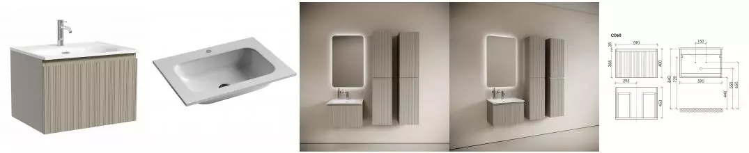 Тумба с раковиной «Sancos» Code 60 (Element 61/45) подвесная серая платина