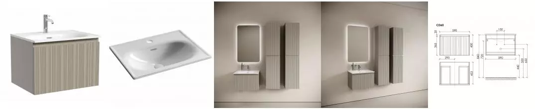 Тумба с раковиной «Sancos» Code 60 (Sabo CN13001 60/46) подвесная серая платина