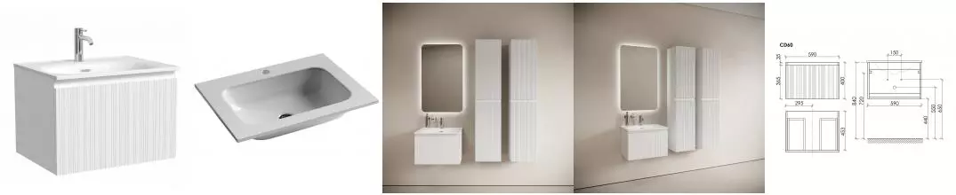 Тумба с раковиной «Sancos» Code 60 (Element 61/45) подвесная белая