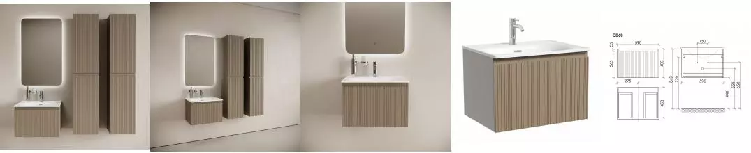 Мебель для ванной подвесная «Sancos» Code 60 серо-бежевая Мебель для ванной подвесная «Sancos» Code 60 серо-бежевая