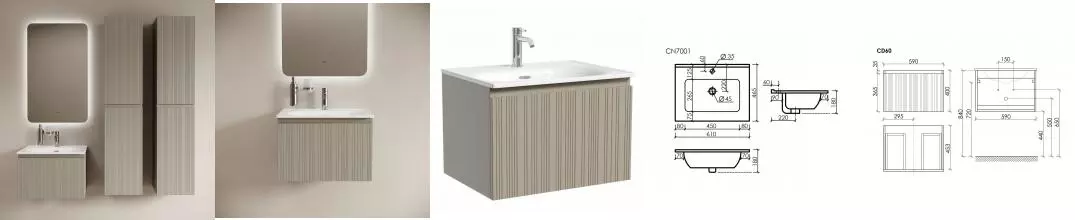 Мебель для ванной подвесная «Sancos» Code 60 серая платина