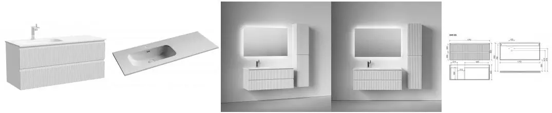 Тумба с раковиной «Sancos» Snob R 120 (Element CN7006L 121/47) подвесная bianco левая