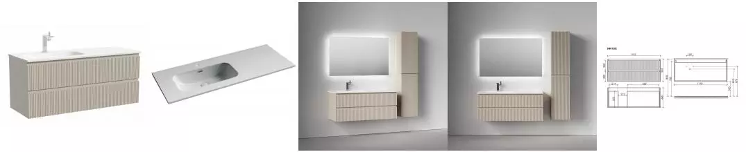 Тумба с раковиной «Sancos» Snob R 120 (Element CN7006L 121/47) подвесная beige soft левая