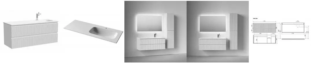 Тумба с раковиной «Sancos» Snob R 120 (Grace CN7021 121/46) подвесная bianco правая