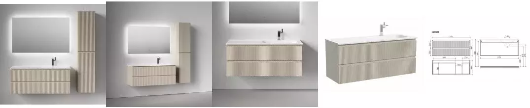 Мебель для ванной подвесная «Sancos» Snob R 120 beige soft левая/правая