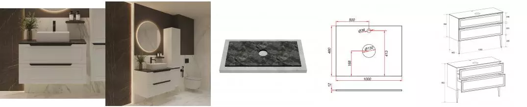 Тумба с раковиной «ZOV» Севилья 100 (9690A 56) подвесная белая матовая/столешница куритиба